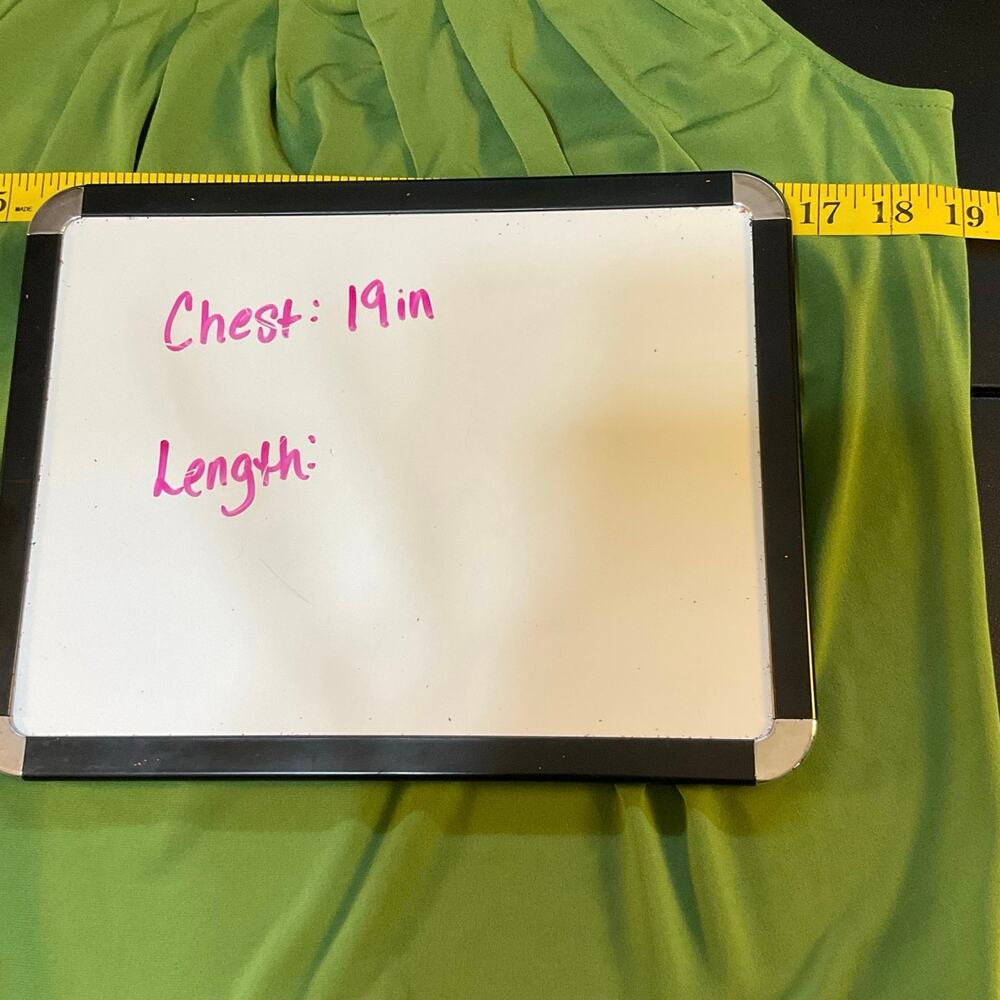 Dress Barn Lime Green Pleated Sleeveless Blouse Women’s Large Career Office Top - Picture 8 of 9
